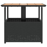 Garden Table with Parasol Hole Black 55x55x46.5 cm Poly Rattan - Rear View