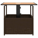 Garden Table with Parasol Hole Brown 55x55x46.5 cm Poly Rattan - 45-Degree Angle