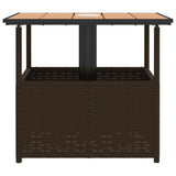 Garden Table with Parasol Hole Brown 55x55x46.5 cm Poly Rattan - Rear View