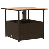 Garden Table with Parasol Hole Brown 55x55x46.5 cm Poly Rattan - Close-Up Angle