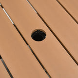 Garden Table with Parasol Hole Brown 55x55x46.5 cm Poly Rattan