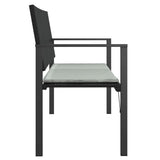 2-Seater Garden Bench with Cushion Black Poly Rattan
