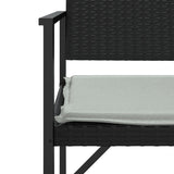 2-Seater Garden Bench with Cushion Black Poly Rattan - Rear View