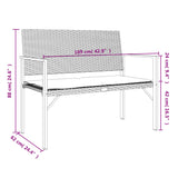 2-Seater Garden Bench with Cushion Black Poly Rattan - Extra Image
