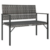 2-Seater Garden Bench with Cushion Grey Poly Rattan - Front View
