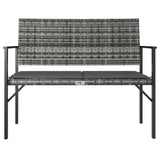 2-Seater Garden Bench with Cushion Grey Poly Rattan - Side View