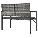 2-Seater Garden Bench with Cushion Grey Poly Rattan - 45-Degree Angle