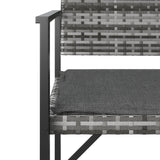 2-Seater Garden Bench with Cushion Grey Poly Rattan - Rear View