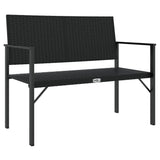 2-Seater Garden Bench Black Poly Rattan - Front View