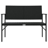 2-Seater Garden Bench Black Poly Rattan - Side View