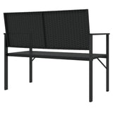 2-Seater Garden Bench Black Poly Rattan - 45-Degree Angle