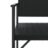 2-Seater Garden Bench Black Poly Rattan - Rear View