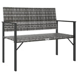 2-Seater Garden Bench Grey Poly Rattan - Front View