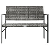 2-Seater Garden Bench Grey Poly Rattan - Side View