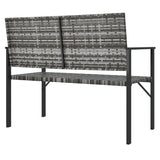 2-Seater Garden Bench Grey Poly Rattan - 45-Degree Angle