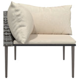 Garden Corner Sofa with Cushions Grey Poly Rattan - Side View