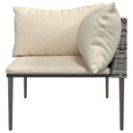 Garden Corner Sofa with Cushions Grey Poly Rattan