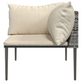 Garden Corner Sofa with Cushions Grey Poly Rattan - Top-Down View