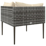 Garden Corner Sofa with Cushions Grey Poly Rattan - 45-Degree Angle