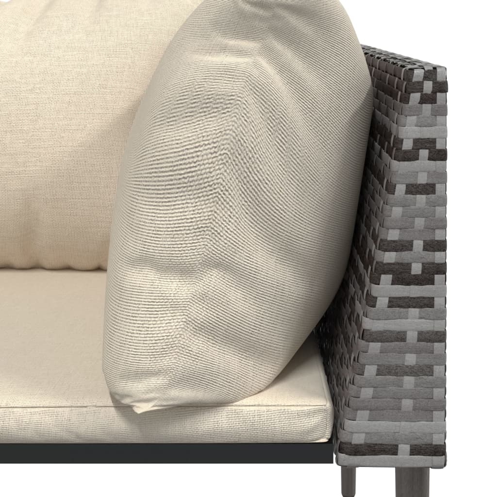 Garden Corner Sofa with Cushions Grey Poly Rattan