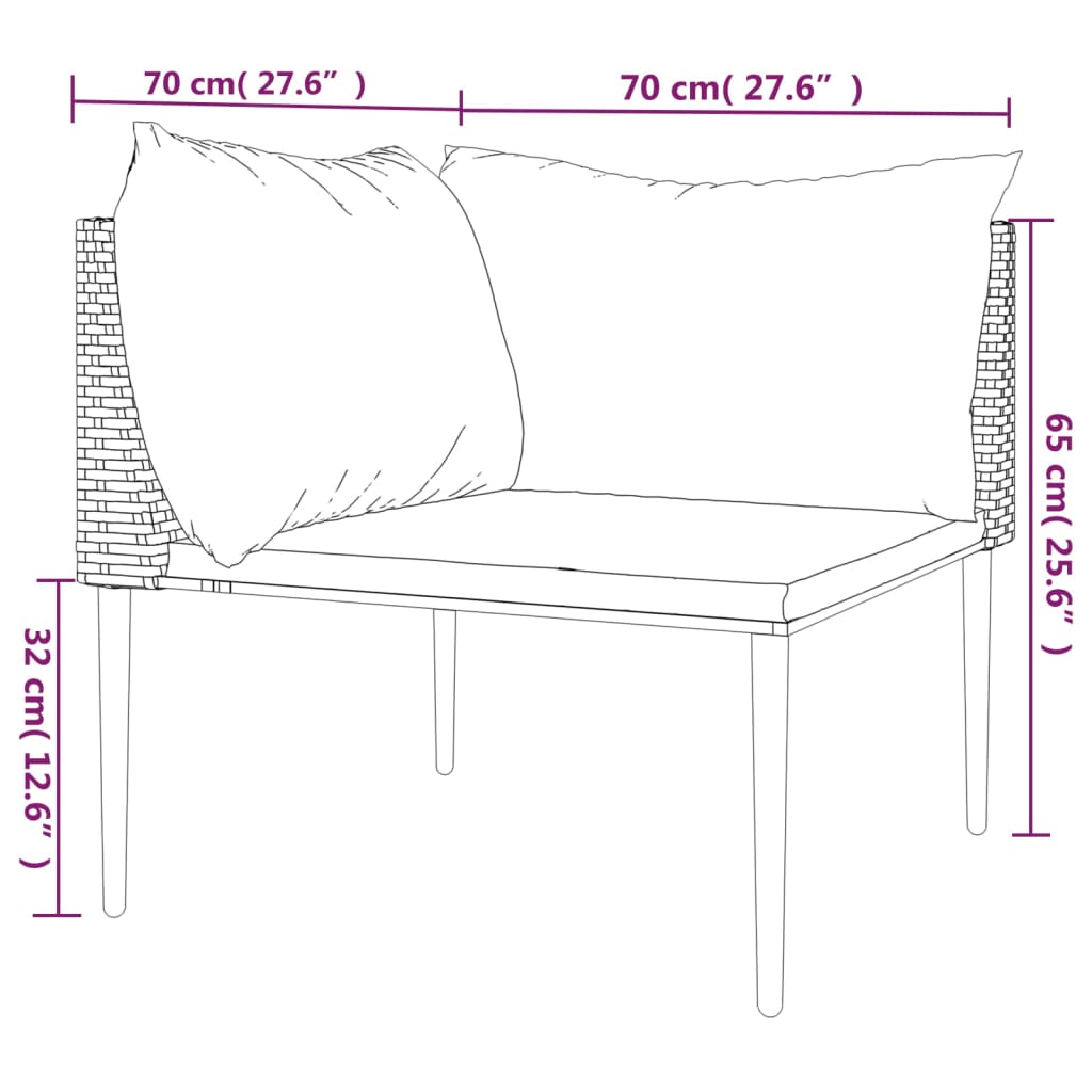 Garden Corner Sofa with Cushions Grey Poly Rattan