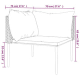 Garden Corner Sofa with Cushions Grey Poly Rattan - Low Angle