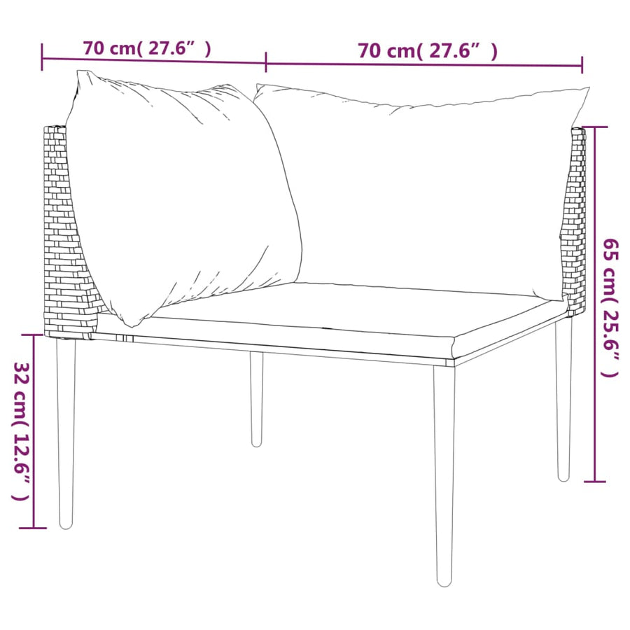 Garden Corner Sofa with Cushions Grey Poly Rattan