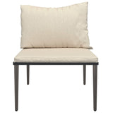 Garden Middle Sofa with Cushions Grey Poly Rattan - Side View