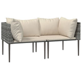 3 Piece Garden Lounge Set with Cushions Grey Poly Rattan