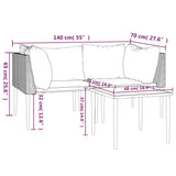 3 Piece Garden Lounge Set with Cushions Grey Poly Rattan - Extra Image