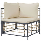 Garden Corner Sofa with Beige Cushions Poly Rattan - Top-Down View