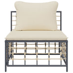 Garden Middle Sofa with Beige Cushions Poly Rattan