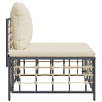 Garden Middle Sofa with Beige Cushions Poly Rattan