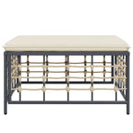 Garden Footstool with Beige Cushion Poly Rattan