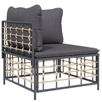 Garden Corner Sofa with Dark Grey Cushions Poly Rattan