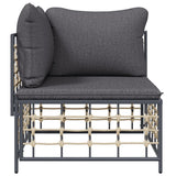 Garden Corner Sofa with Dark Grey Cushions Poly Rattan - Side View
