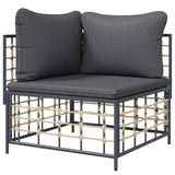 Garden Corner Sofa with Dark Grey Cushions Poly Rattan - Top-Down View