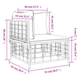 Garden Corner Sofa with Dark Grey Cushions Poly Rattan - Low Angle