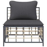 Garden Middle Sofa with Dark Grey Cushions Poly Rattan