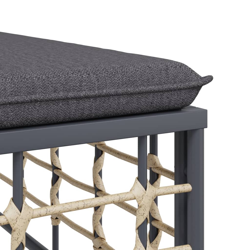 Garden Middle Sofa with Dark Grey Cushions Poly Rattan
