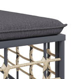 Garden Middle Sofa with Dark Grey Cushions Poly Rattan