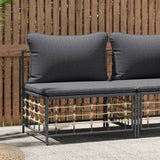 Garden Middle Sofa with Dark Grey Cushions Poly Rattan