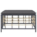 Garden Footstool with Dark Grey Cushion Poly Rattan