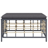 Garden Footstool with Dark Grey Cushion Poly Rattan - Side View