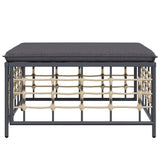 Garden Footstool with Dark Grey Cushion Poly Rattan - Top-Down View