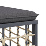 Garden Footstool with Dark Grey Cushion Poly Rattan - 45-Degree Angle