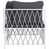 Garden Corner Sofa with Cushions White Woven Fabric - 45-Degree Angle