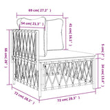 Garden Corner Sofa with Cushions White Woven Fabric