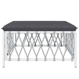 Garden Footstool with Cushion White Woven Fabric