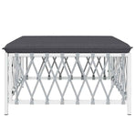 Garden Footstool with Cushion White Woven Fabric